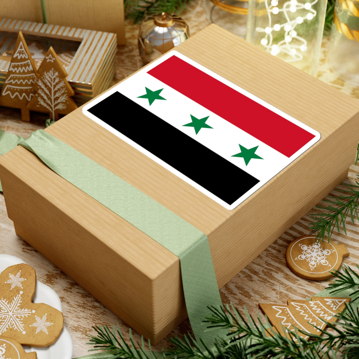 Flag of Syria 1963-1972 3-2 (Syria) STICKER Vinyl Kiss-Cut Decal