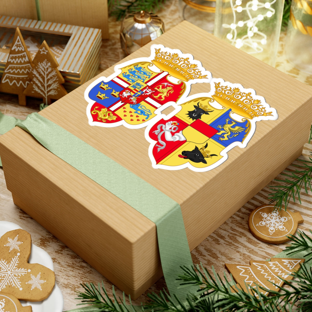 Armoiries Frédéric II de Danemark et Sophie de Meckenbourg-Güstrow (Denmark) (Coat of Arms) STICKER Vinyl Kiss-Cut Decal