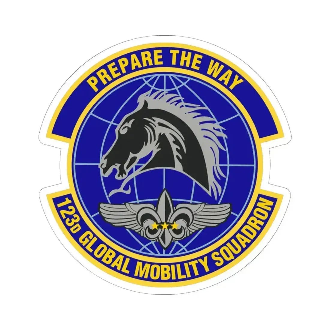123d Global Mobility Squadron (U.S. Air Force) STICKER Vinyl Kiss-Cut Decal 6 Inch White - The Sticker Space