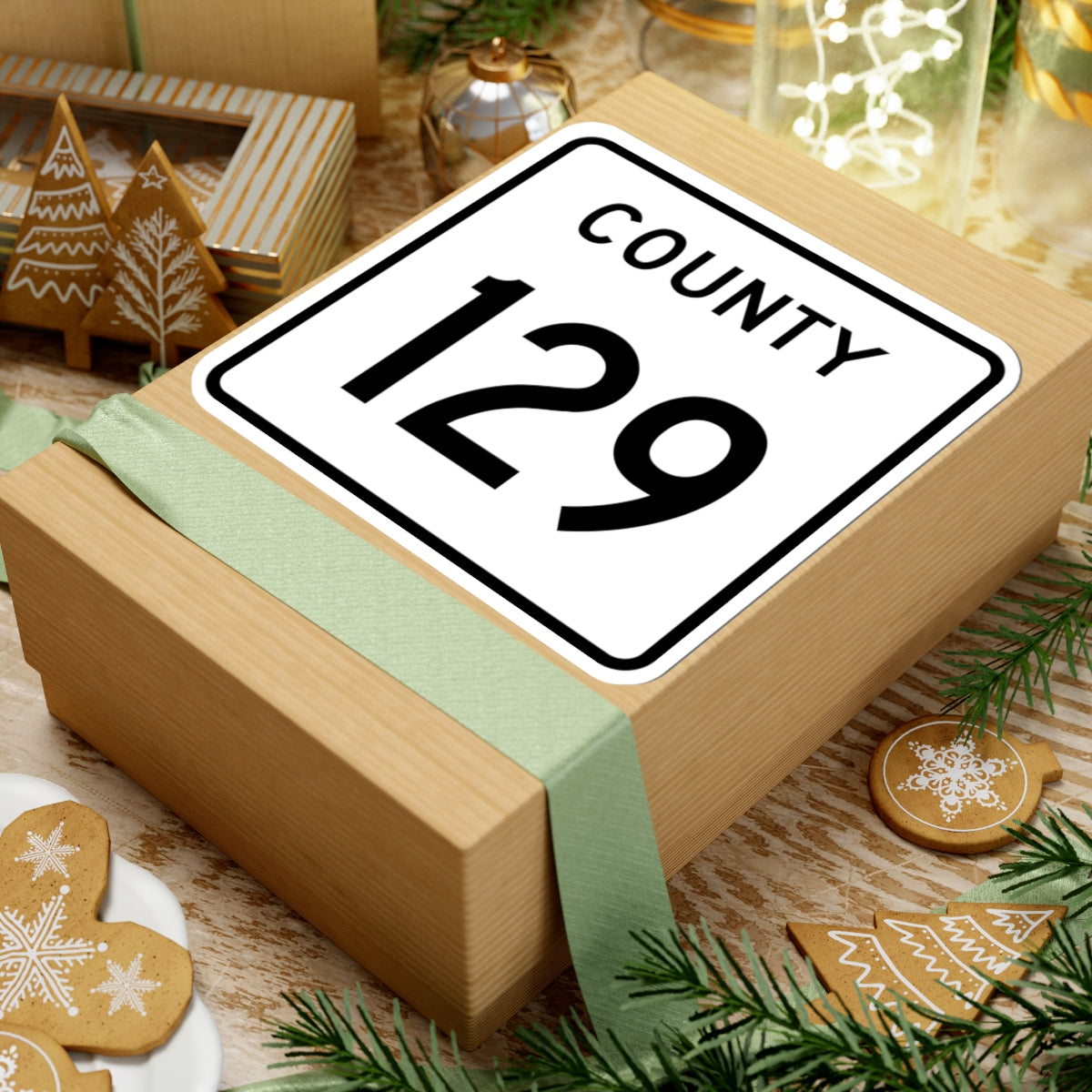 County 129 square (Minnesota) (Road Sign) STICKER Vinyl Kiss-Cut Decal
