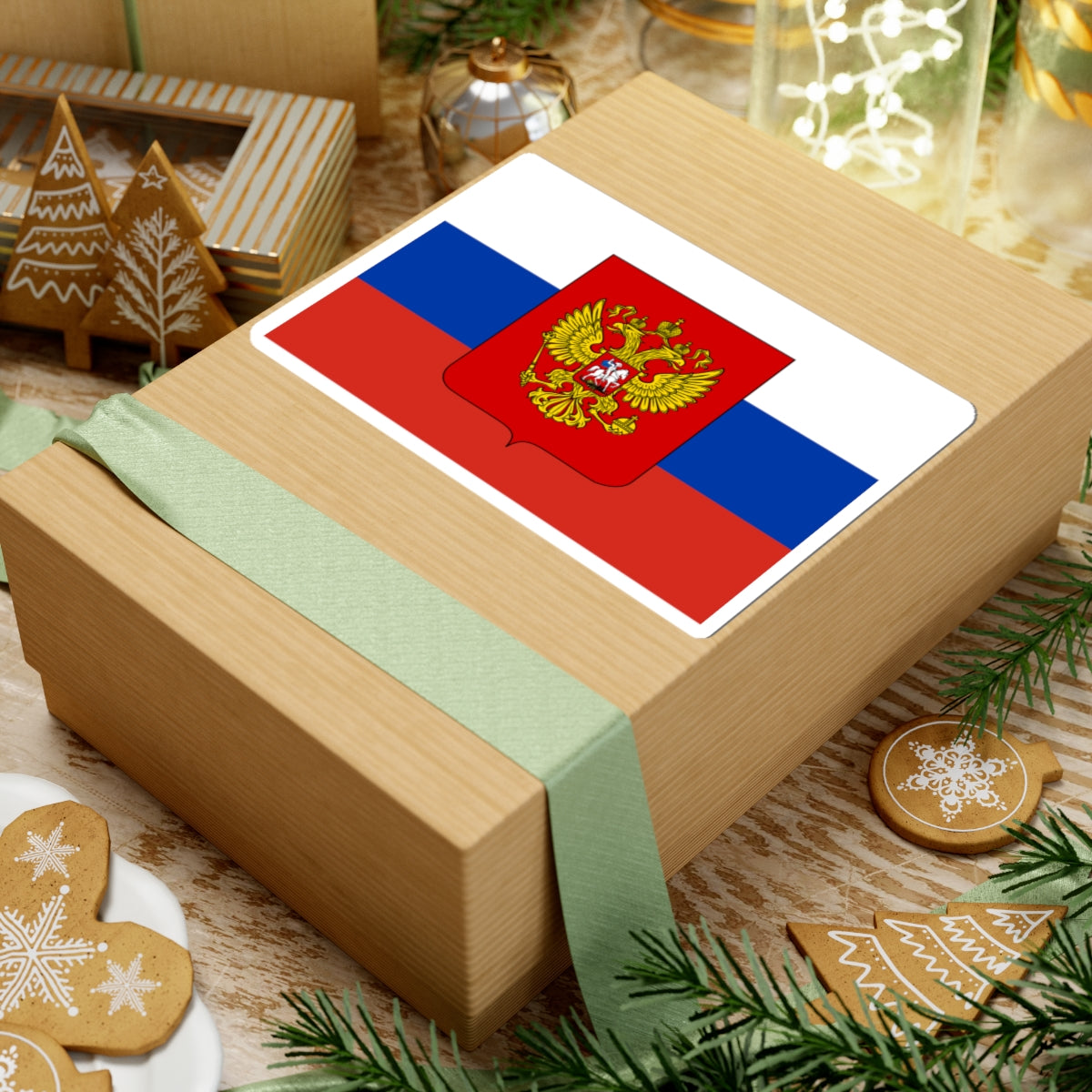 Flag of Russia with coat of arms (Russia) STICKER Vinyl Kiss-Cut Decal