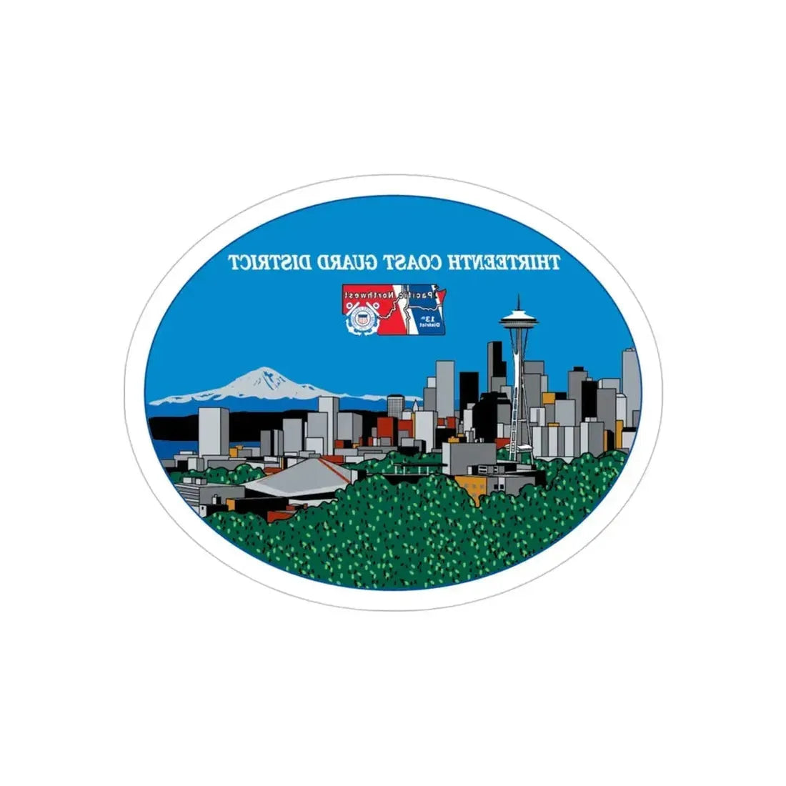 13th CG District Pacific Northwest (U.S. Coast Guard) REVERSE PRINT Transparent Die-Cut STICKER - The Sticker Space