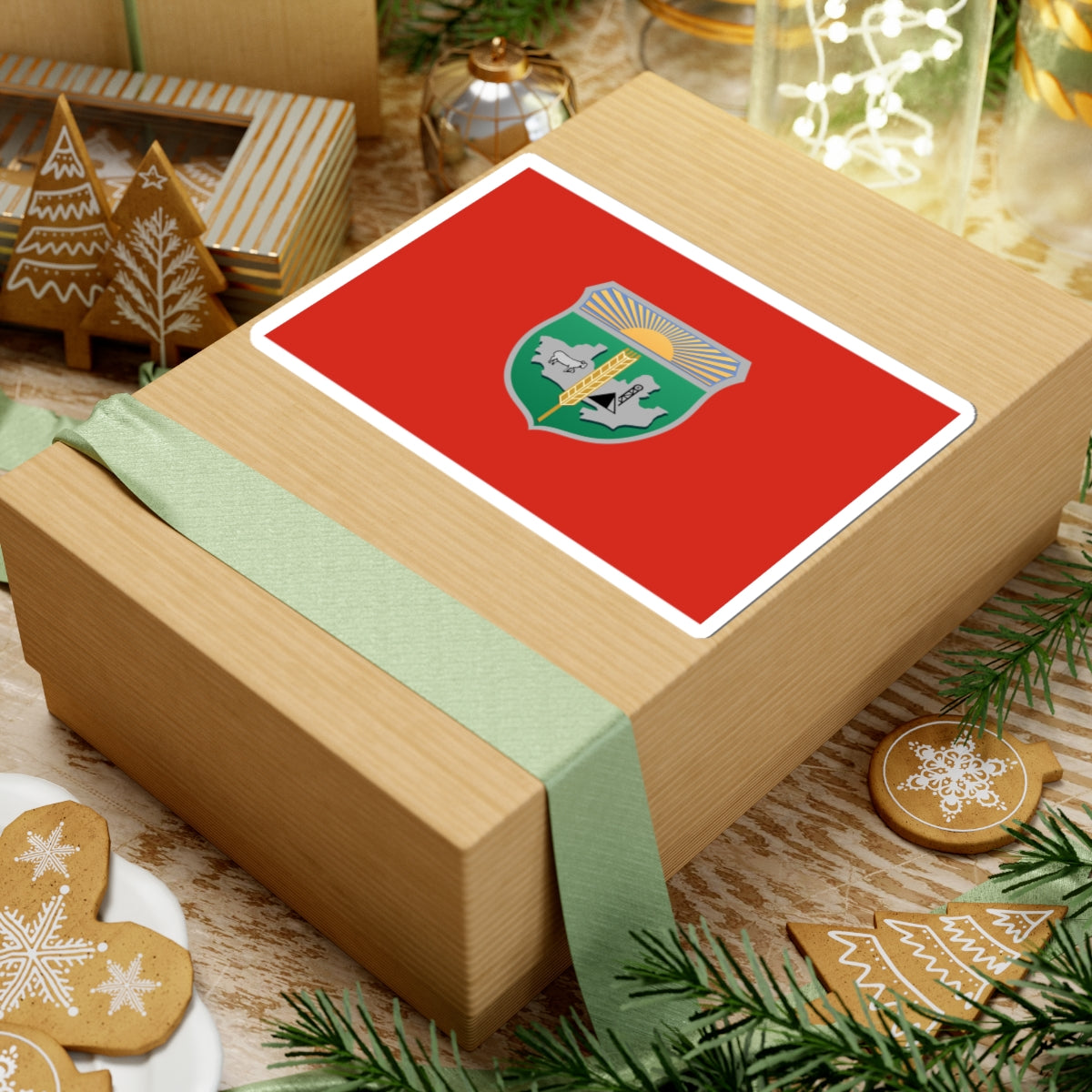 Flag of Dombarovsky rayon Orenburg oblast (Russia) STICKER Vinyl Kiss-Cut Decal