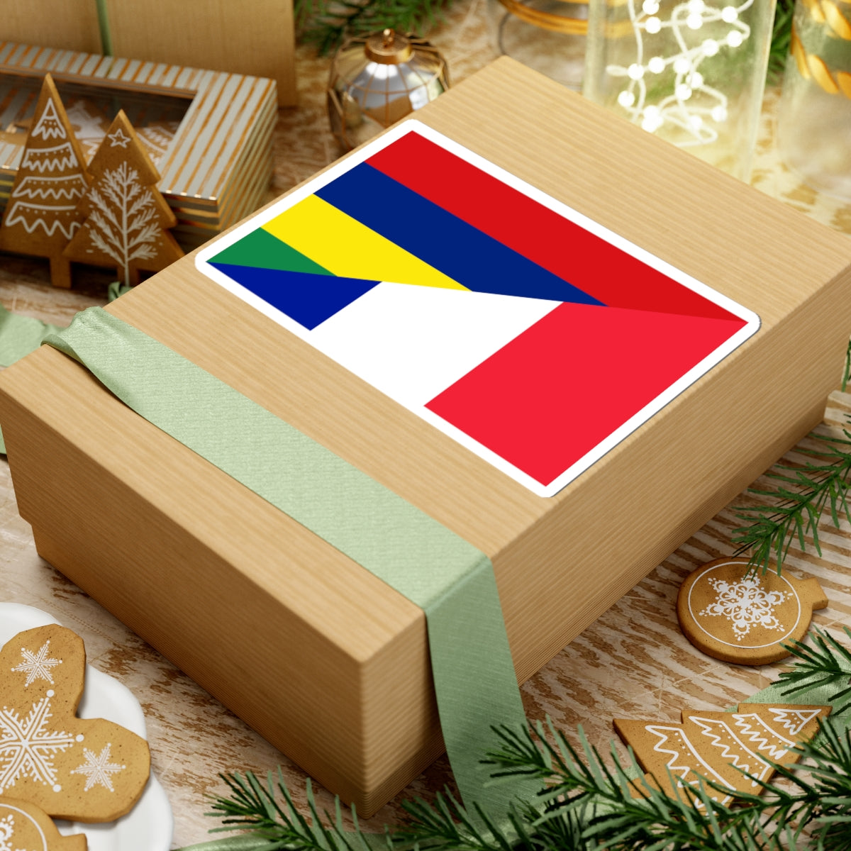 Flag of Mauritius and France (France) STICKER Vinyl Kiss-Cut Decal