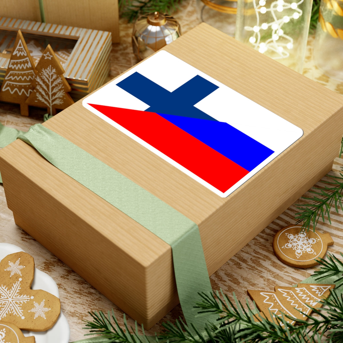 Flag of Finland and Russia (Finland) STICKER Vinyl Kiss-Cut Decal