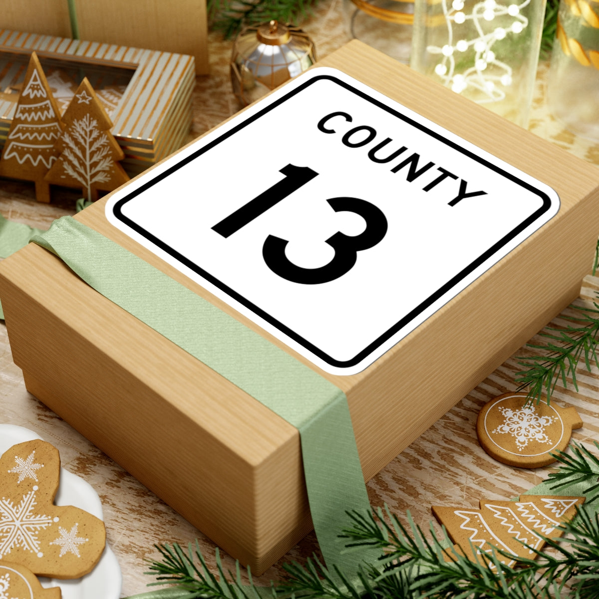 County 13 square (Minnesota) (Road Sign) STICKER Vinyl Kiss-Cut Decal