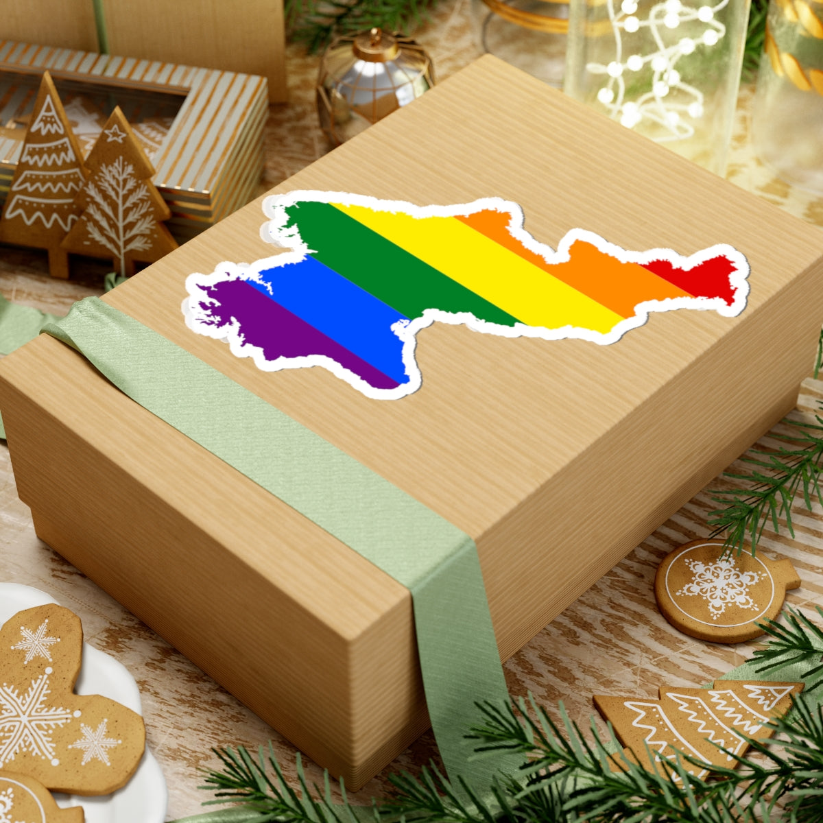 LGBT flag map of North Korea (Korea) STICKER Vinyl Kiss-Cut Decal