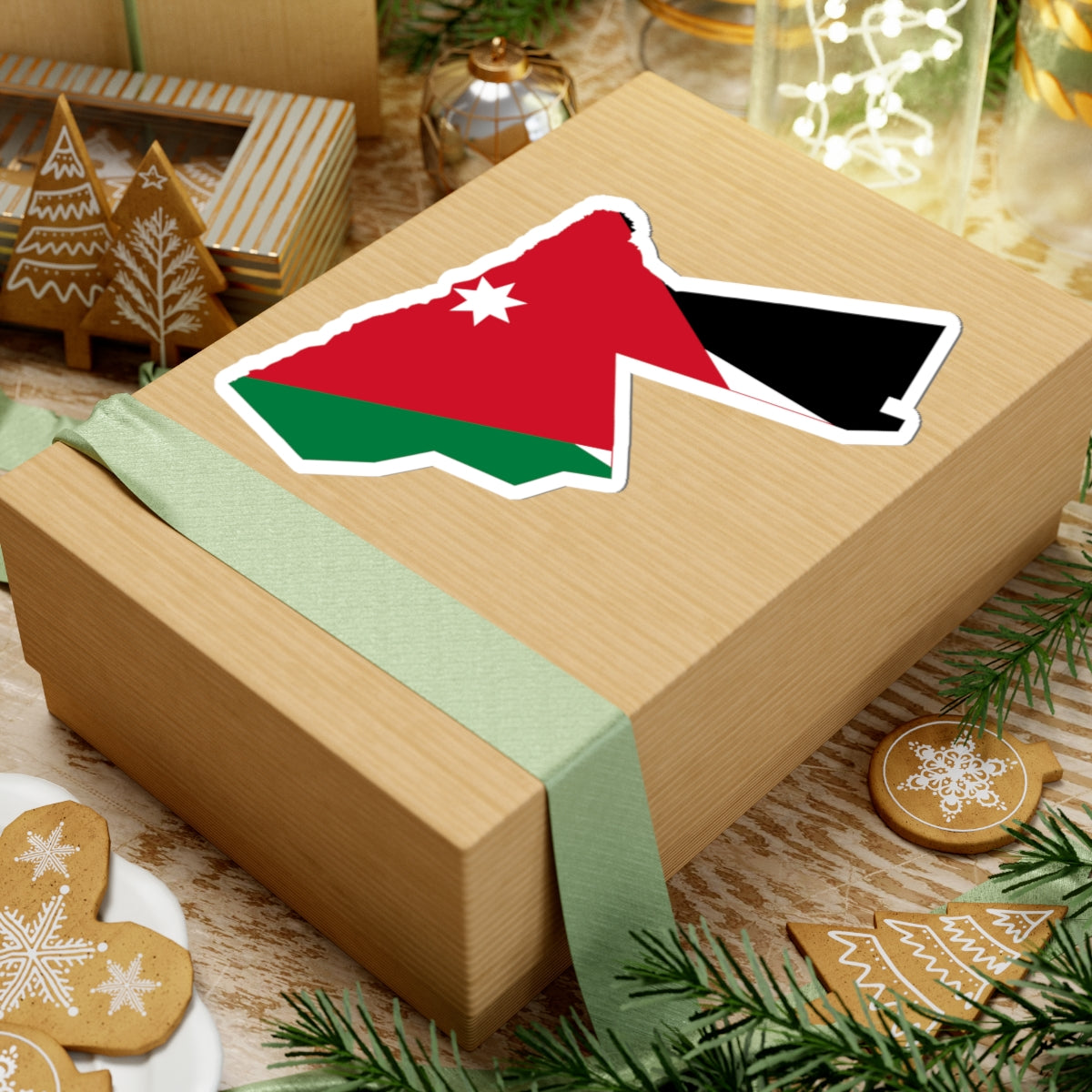 Flag-map of Jordan precise boundaries (Jordan) STICKER Vinyl Kiss-Cut Decal