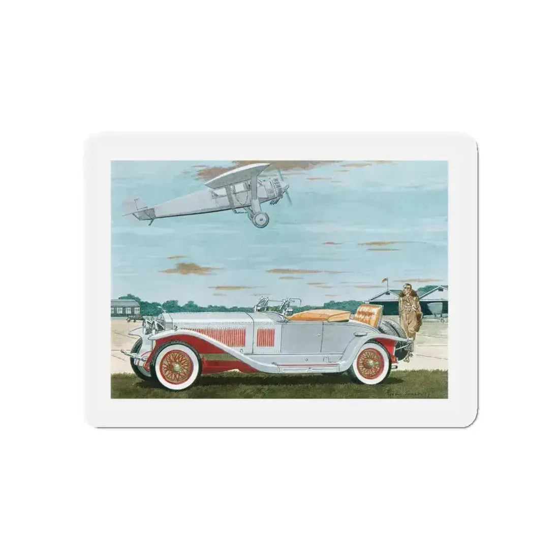 1927 Isotta Fraschini Roadster, Esquire magazine, 1958 (Magazine Illustration) Refrigerator Magnet - The Sticker Space