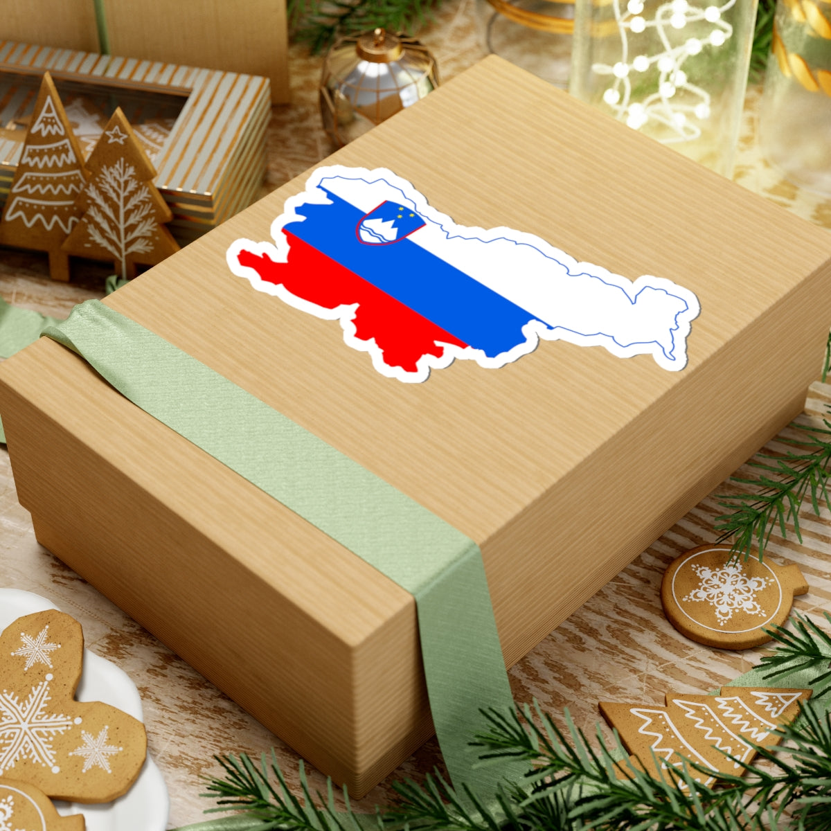 Flag-map of Slovenia (Slovenia) STICKER Vinyl Kiss-Cut Decal