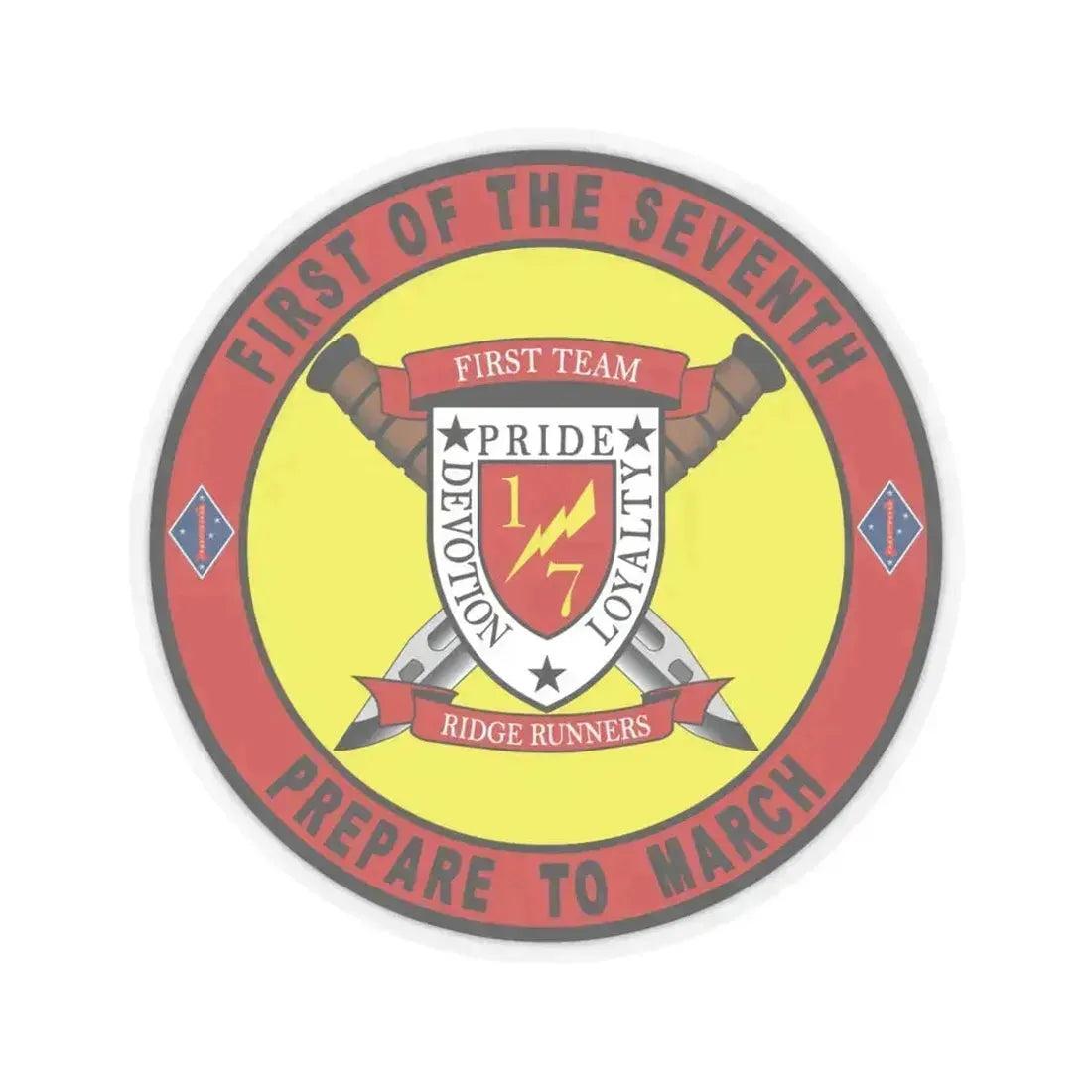 1st Battalion 7th Marines (USMC) STICKER Vinyl Kiss-Cut Decal 6 Inch Transparent - The Sticker Space