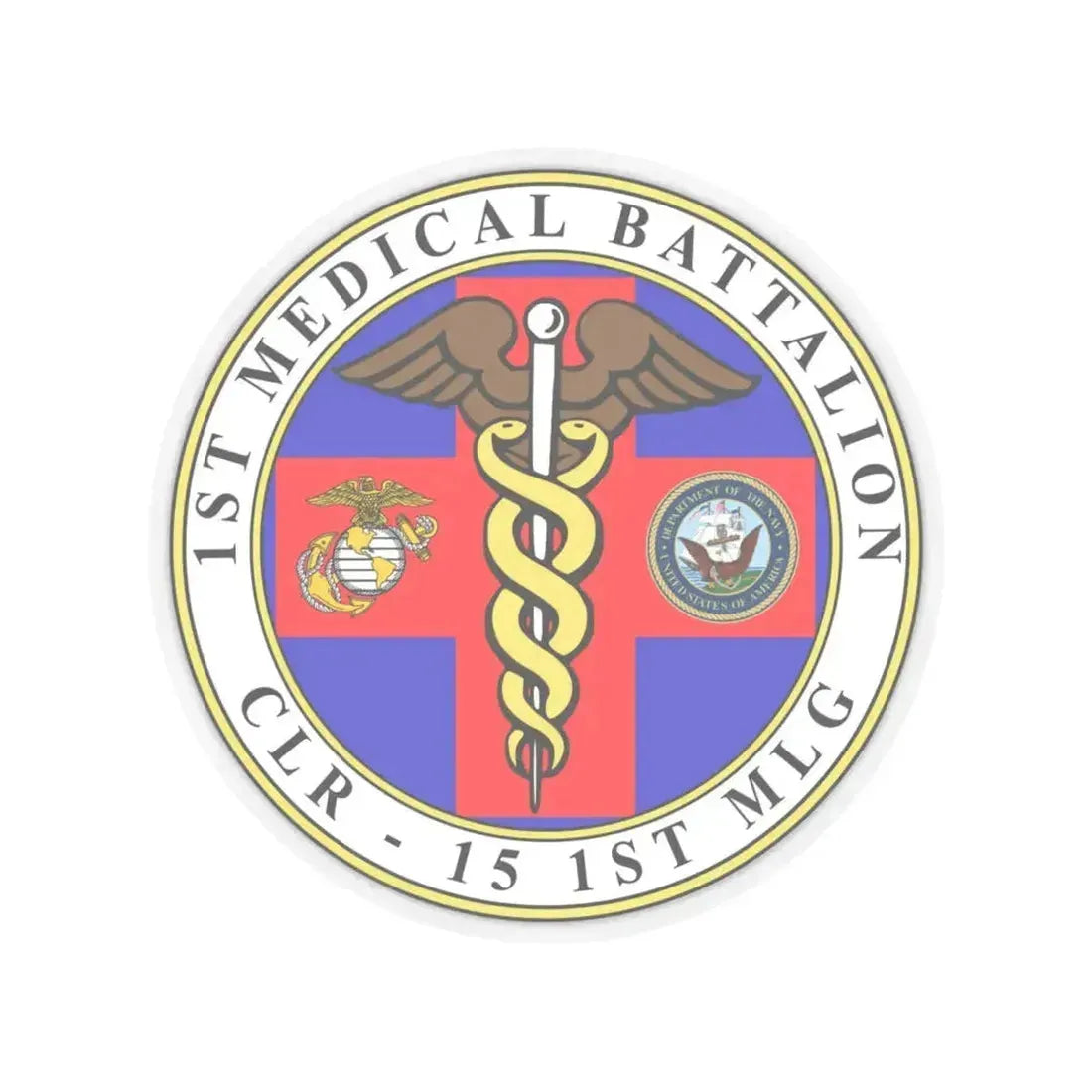 1st Medical Battalion (USMC) STICKER Vinyl Kiss-Cut Decal 6 Inch Transparent - The Sticker Space
