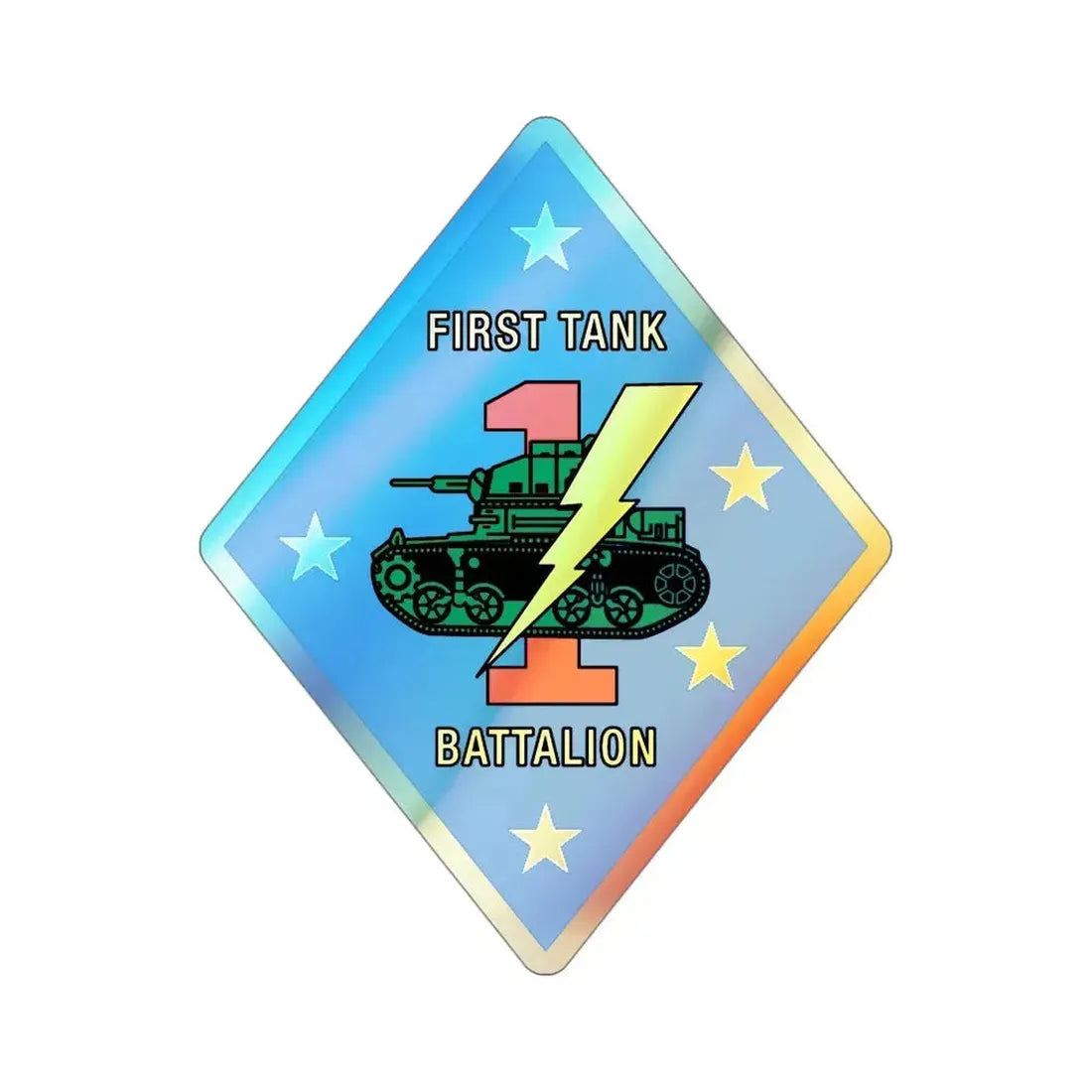 1st Tank Battalion v2 (USMC) Holographic STICKER Die-Cut Vinyl Decal - The Sticker Space