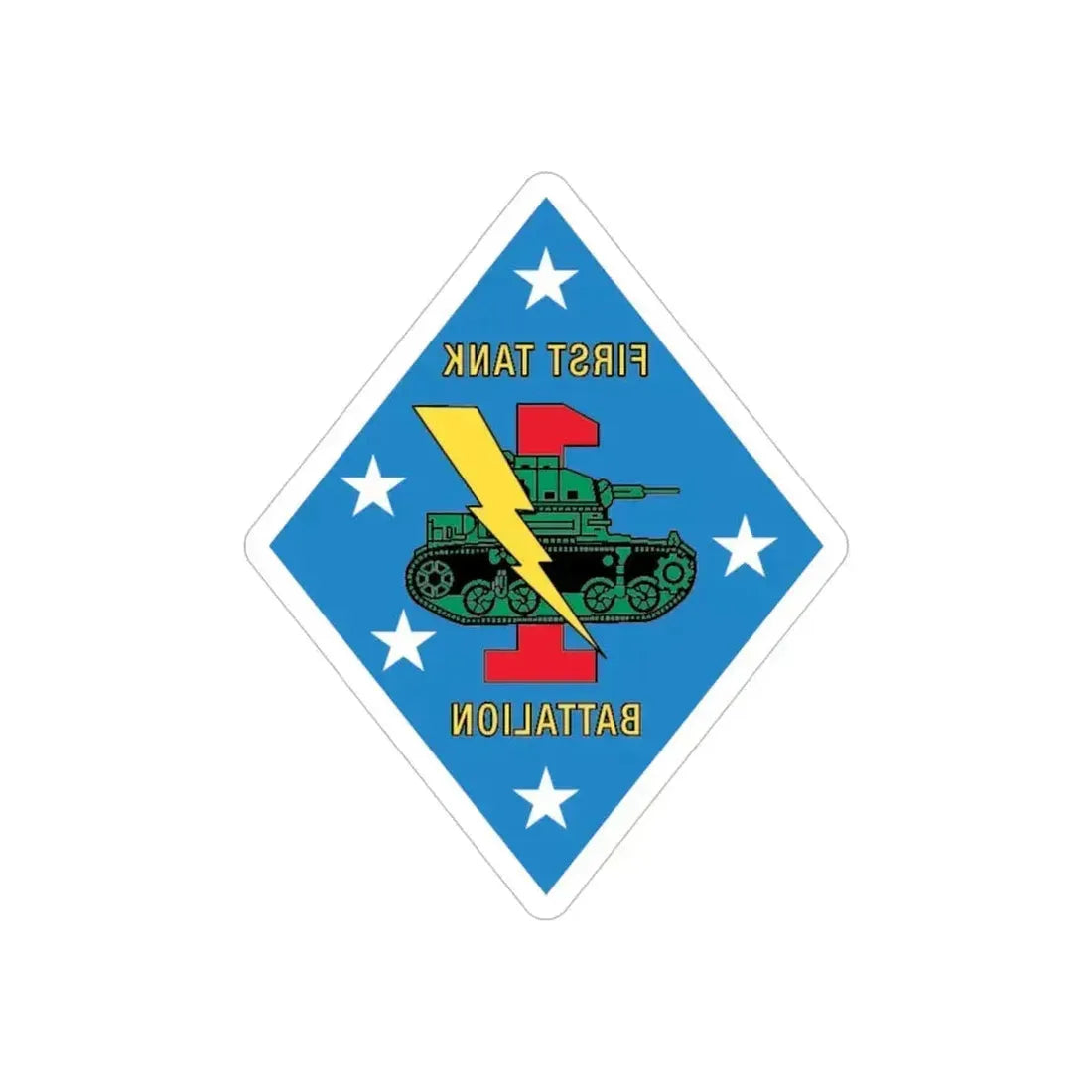 1st Tank Battalion v2 (USMC) REVERSE PRINT Transparent Die-Cut STICKER - The Sticker Space