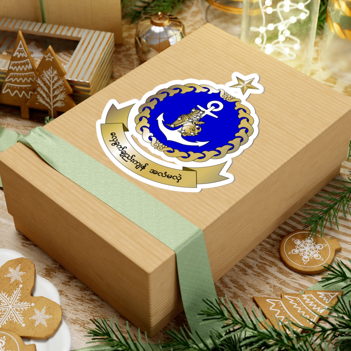 Badge of the Myanmar Navy (Myanmar) (Coat of Arms) STICKER Vinyl Kiss-Cut Decal