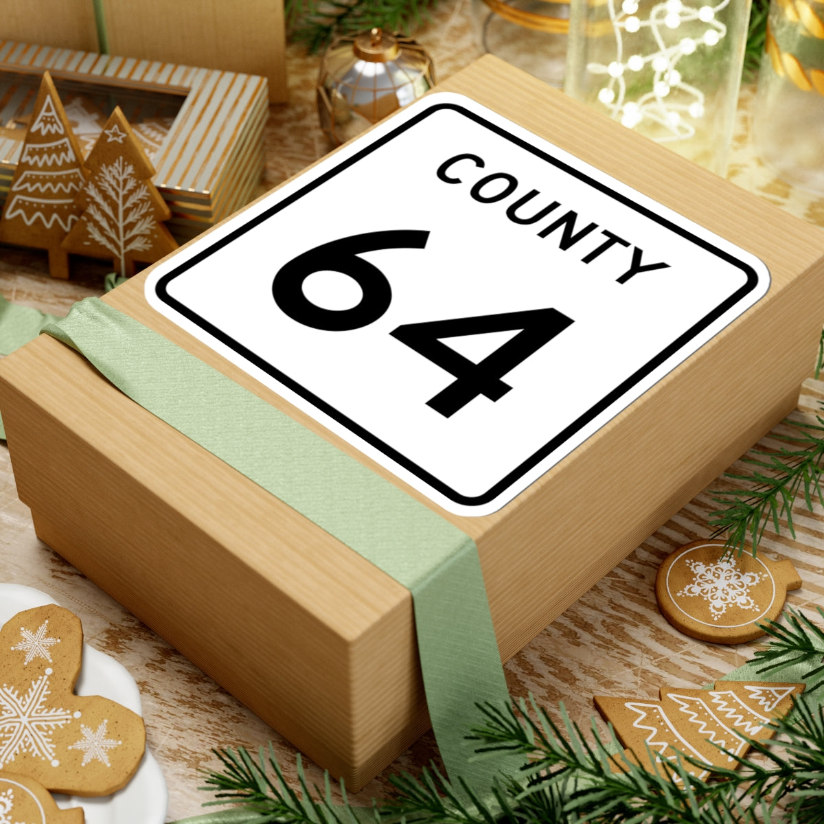 County 64 square (Minnesota) (Road Sign) STICKER Vinyl Kiss-Cut Decal