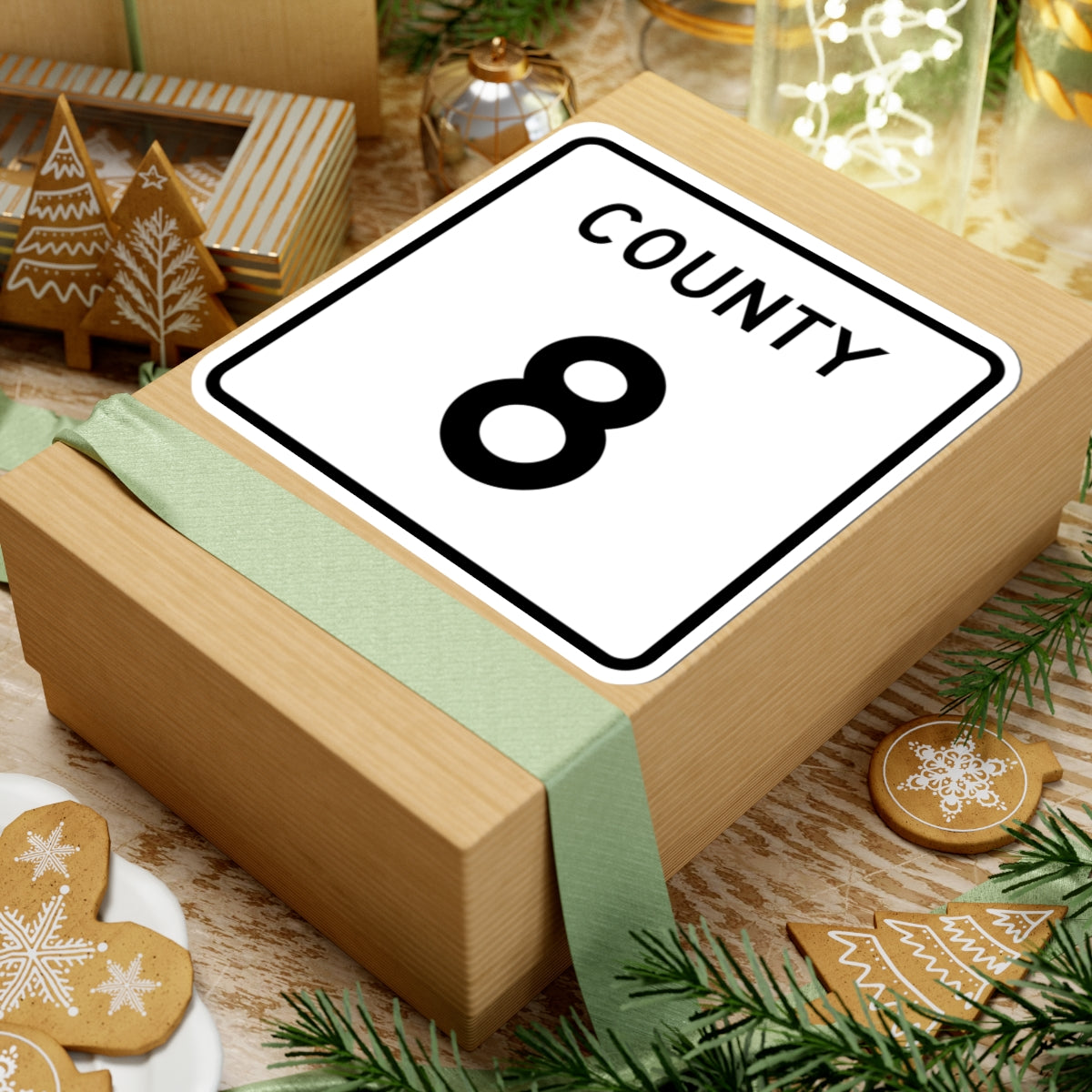 County 8 square (Minnesota) (Road Sign) STICKER Vinyl Kiss-Cut Decal