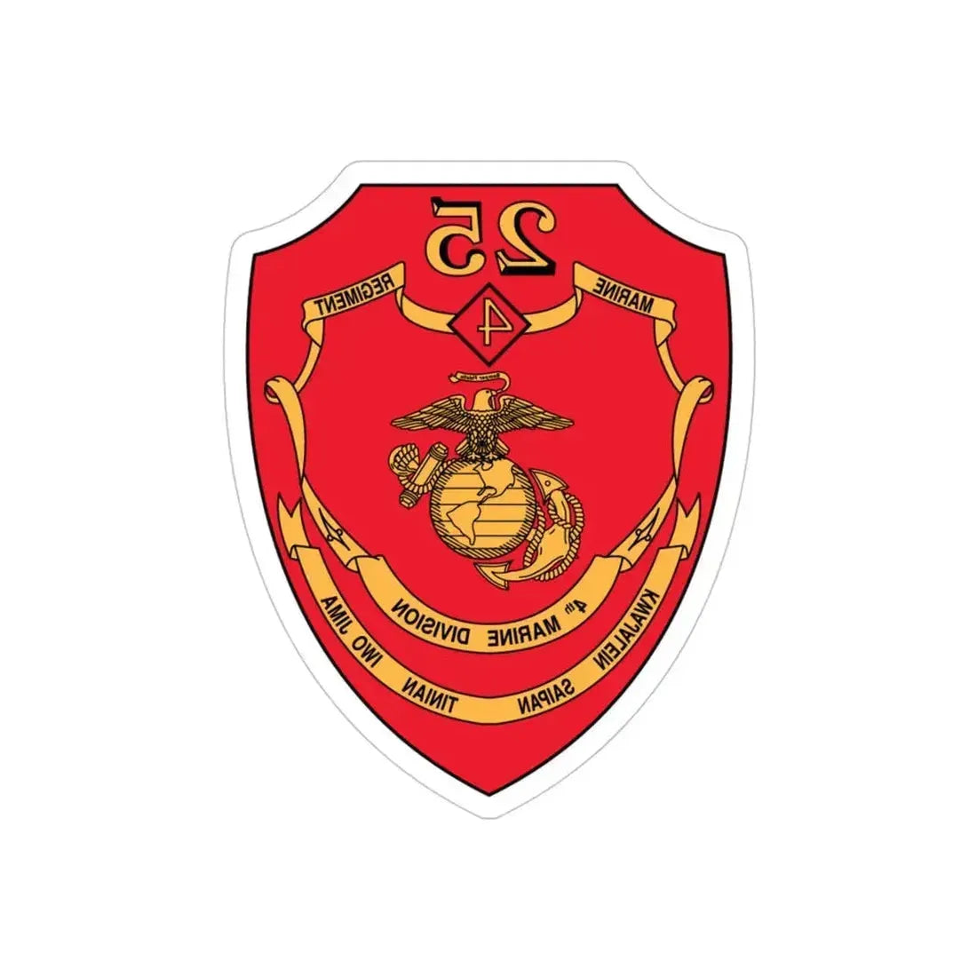 25th Marines Regiment (USMC) REVERSE PRINT Transparent Die-Cut STICKER - The Sticker Space
