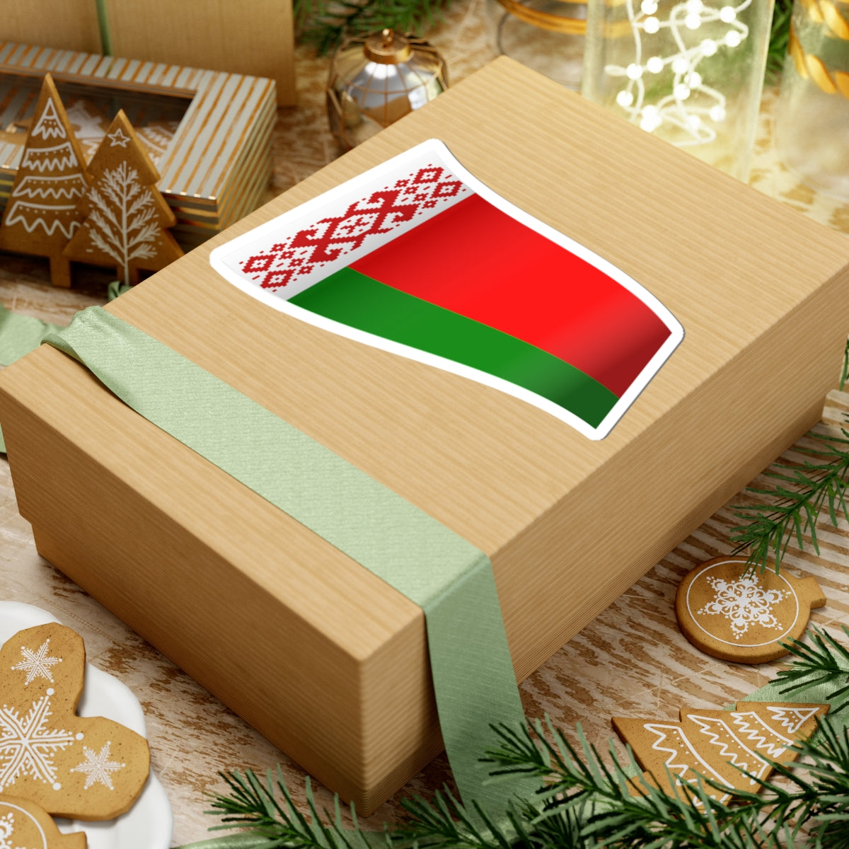 Belarus Flag - iconic waving (Belarus) STICKER Vinyl Kiss-Cut Decal