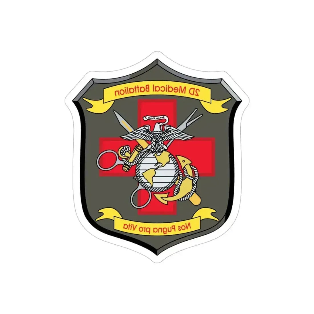 2d Medical Battalion Nos Pugna Pro Vita (USMC) REVERSE PRINT Transparent Die-Cut STICKER - The Sticker Space