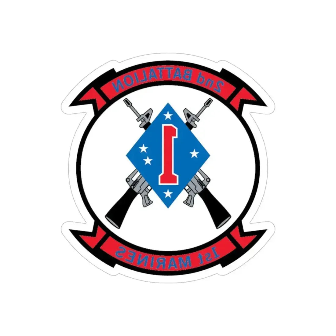 2nd Bn 1st Marines (USMC) REVERSE PRINT Transparent Die-Cut STICKER - The Sticker Space