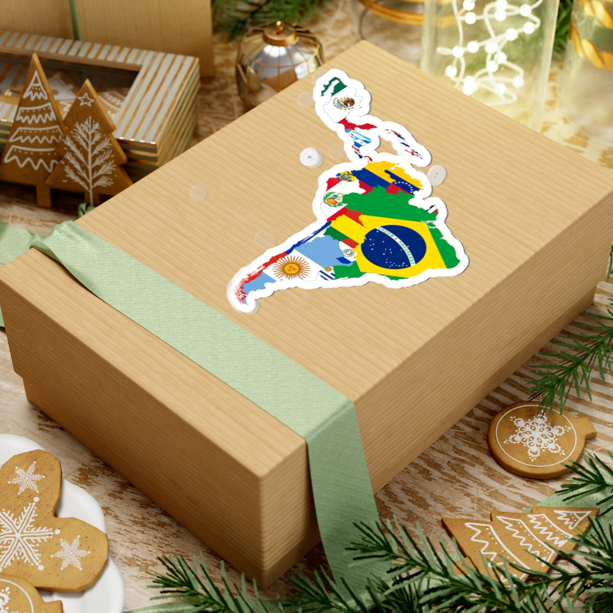 Flag map of Latin America (Costa Rica) STICKER Vinyl Kiss-Cut Decal