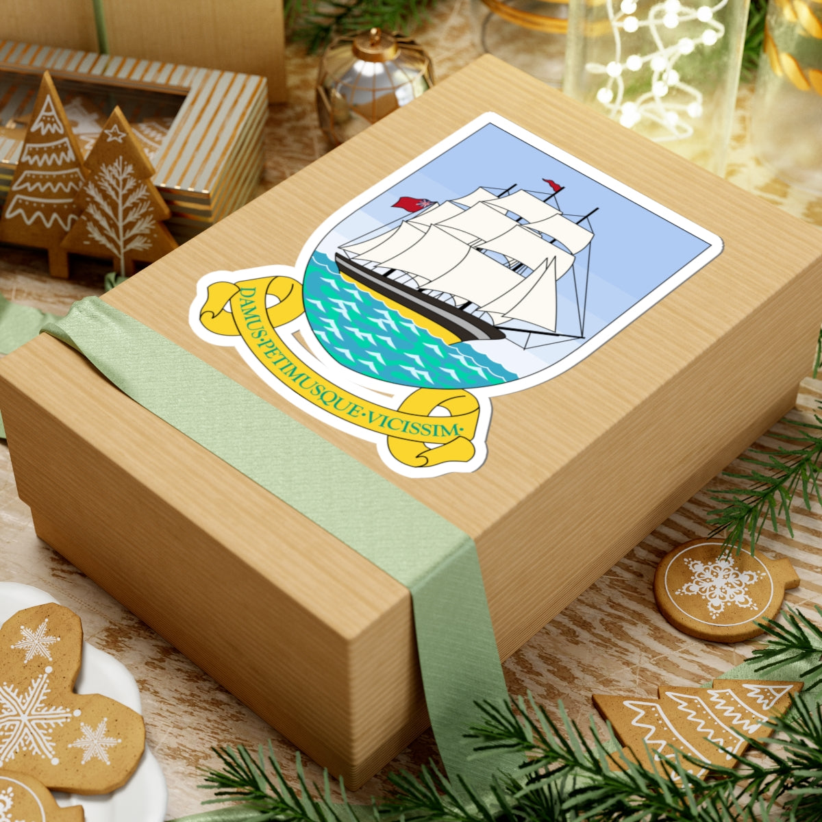 Badge of British Guiana 1955-1966 (Guyana) (Coat of Arms) STICKER Vinyl Kiss-Cut Decal