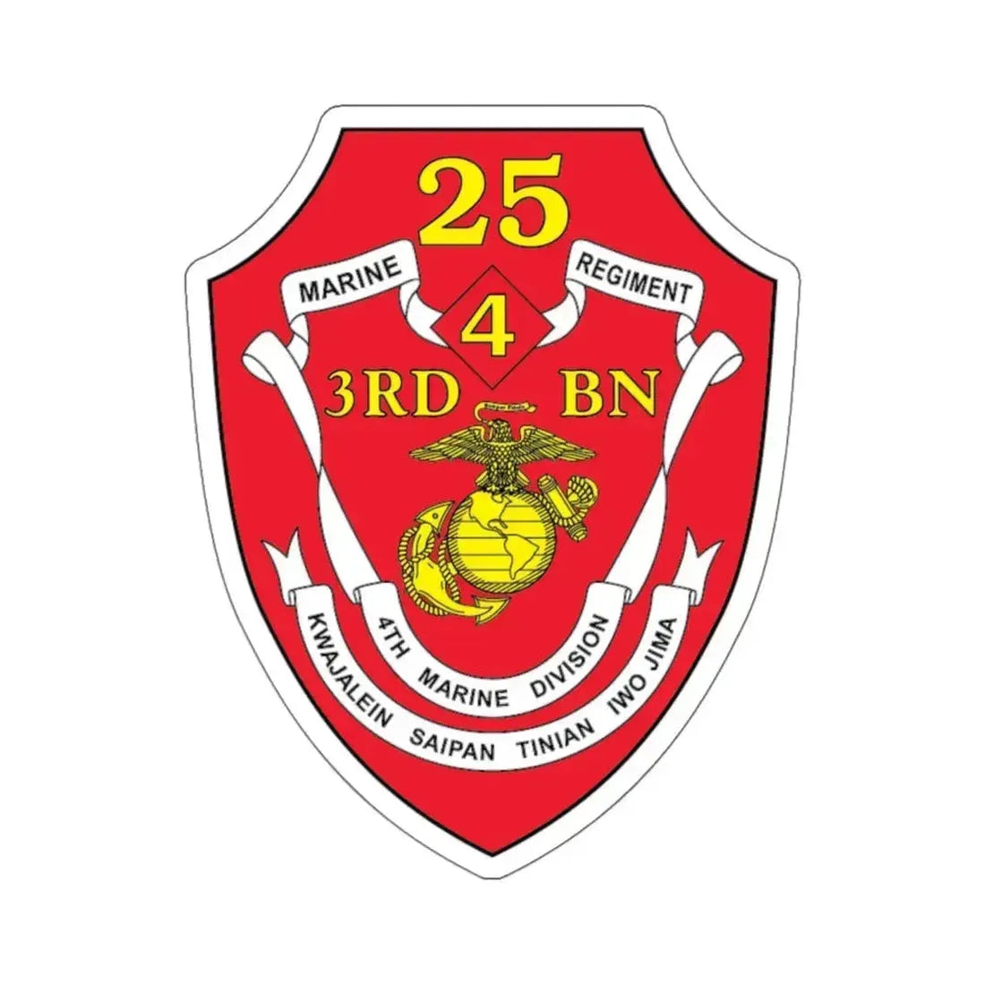3rd BN 25th Marines 4th Marine Div (USMC) STICKER Vinyl Kiss-Cut Decal 6 Inch White - The Sticker Space