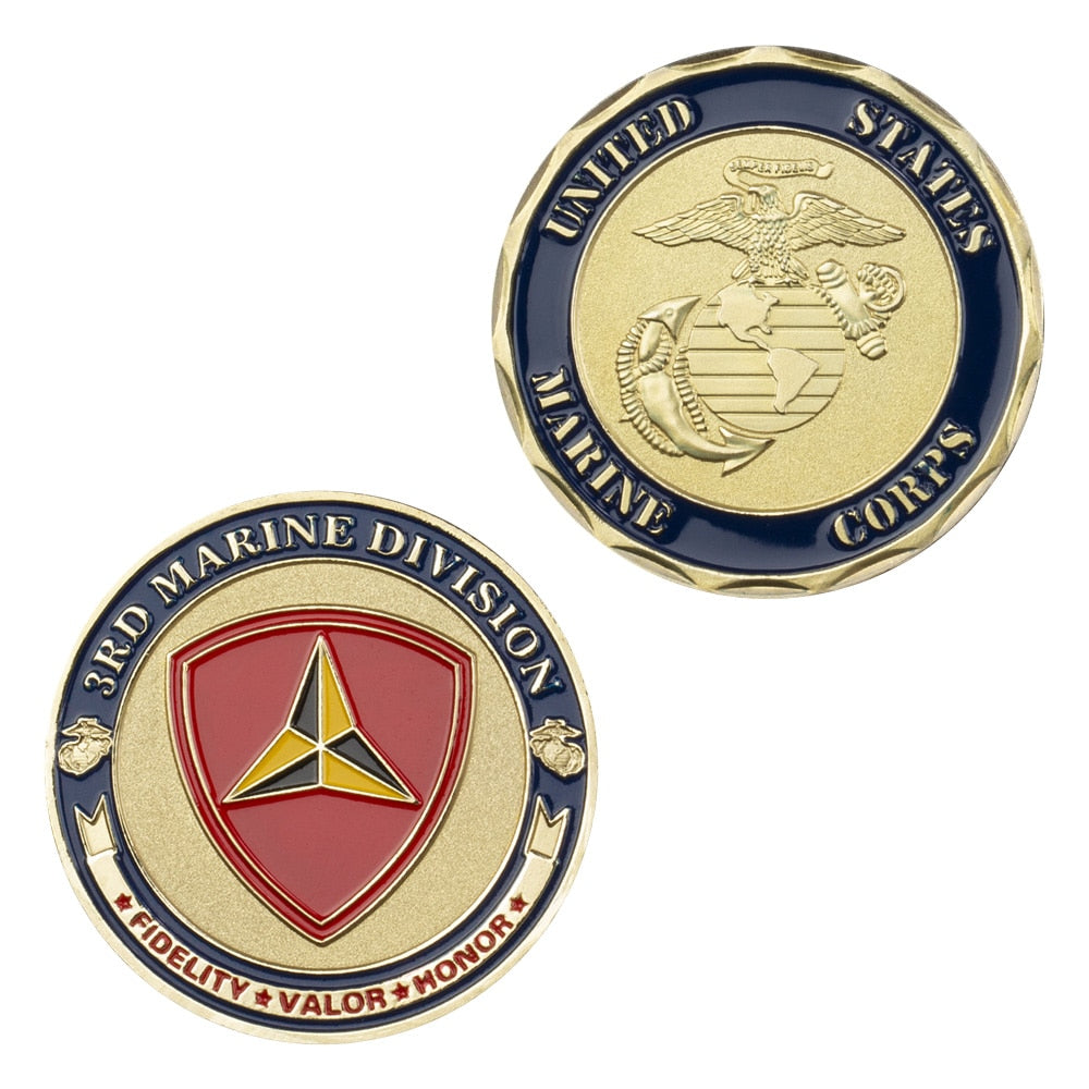 3rd Marine Division (USMC) Gold Plated Challenge Coin – The