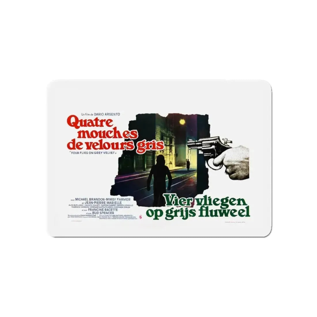 4 FLIES ON GREY VELVET (BELGIAN) 1971 Movie Poster - Refrigerator Magnet - The Sticker Space