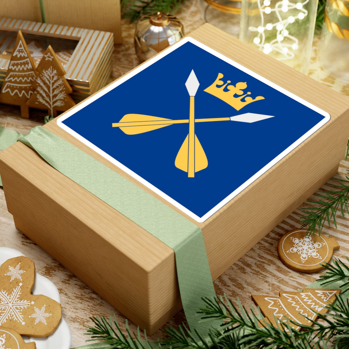 Dalarnas lan vapenflagga (Sweden) STICKER Vinyl Kiss-Cut Decal