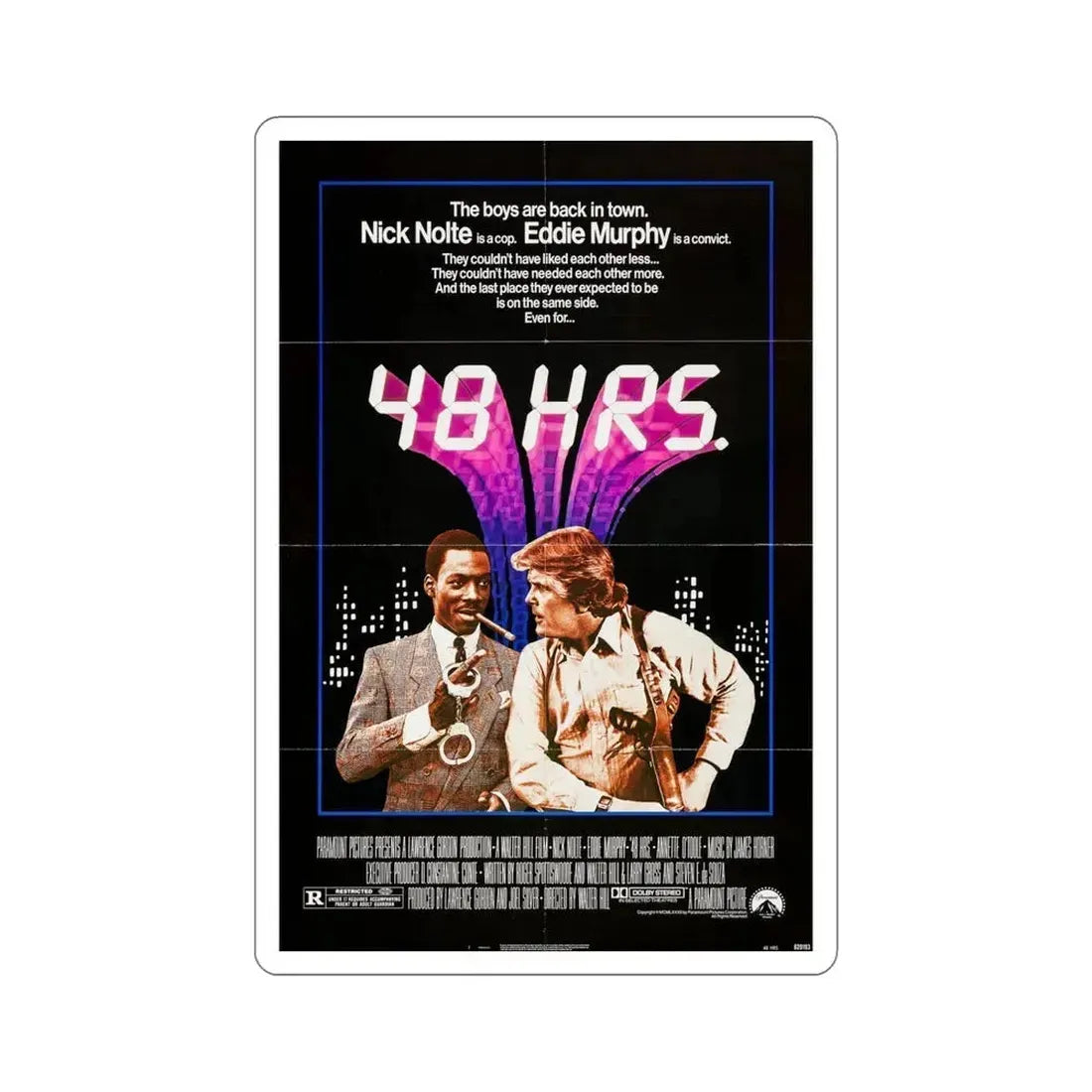48 Hrs 1982 Movie Poster STICKER Vinyl Die-Cut Decal - The Sticker Space