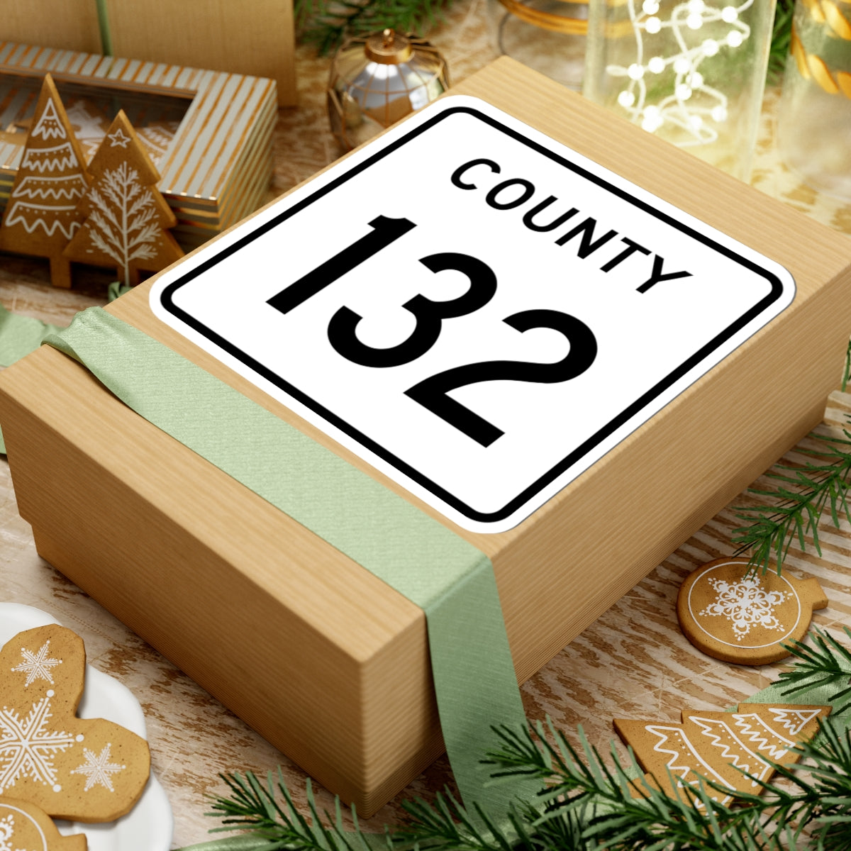 County 132 square (Minnesota) (Road Sign) STICKER Vinyl Kiss-Cut Decal
