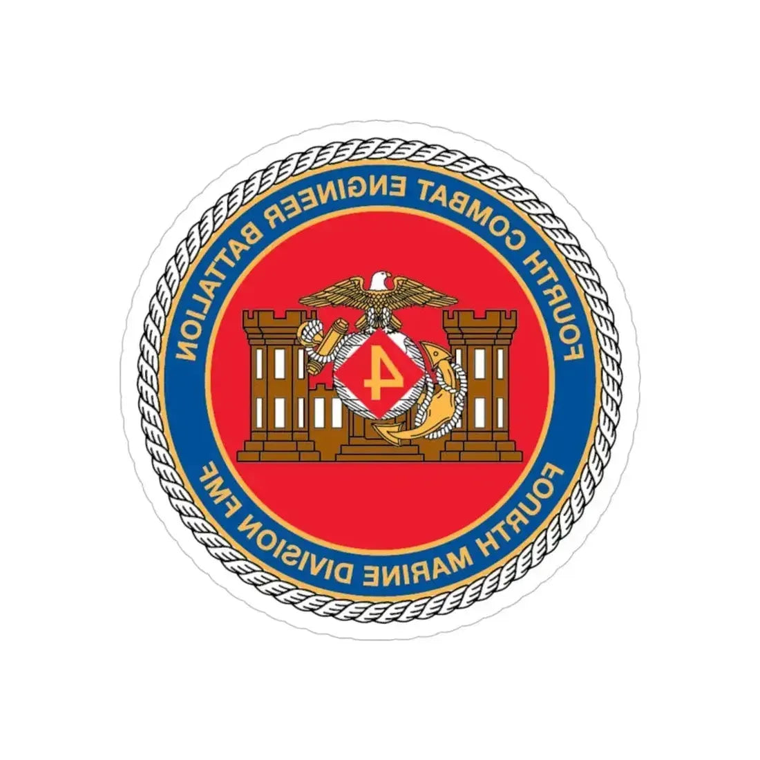 4th CE Bn 4th Mar Div (USMC) REVERSE PRINT Transparent Die-Cut STICKER - The Sticker Space