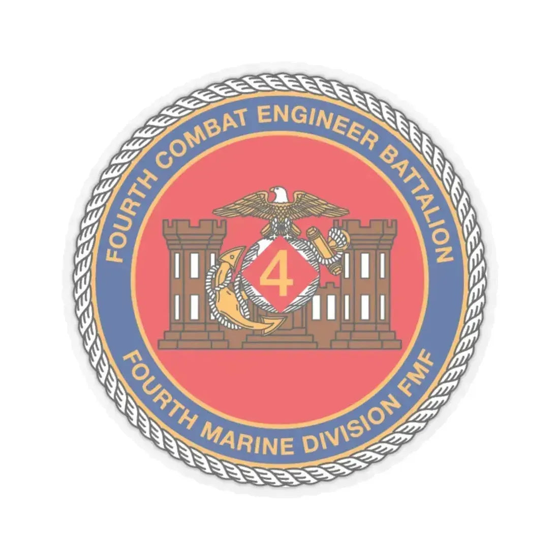 4th CE Bn 4th Mar Div (USMC) STICKER Vinyl Kiss-Cut Decal 6 Inch Transparent - The Sticker Space