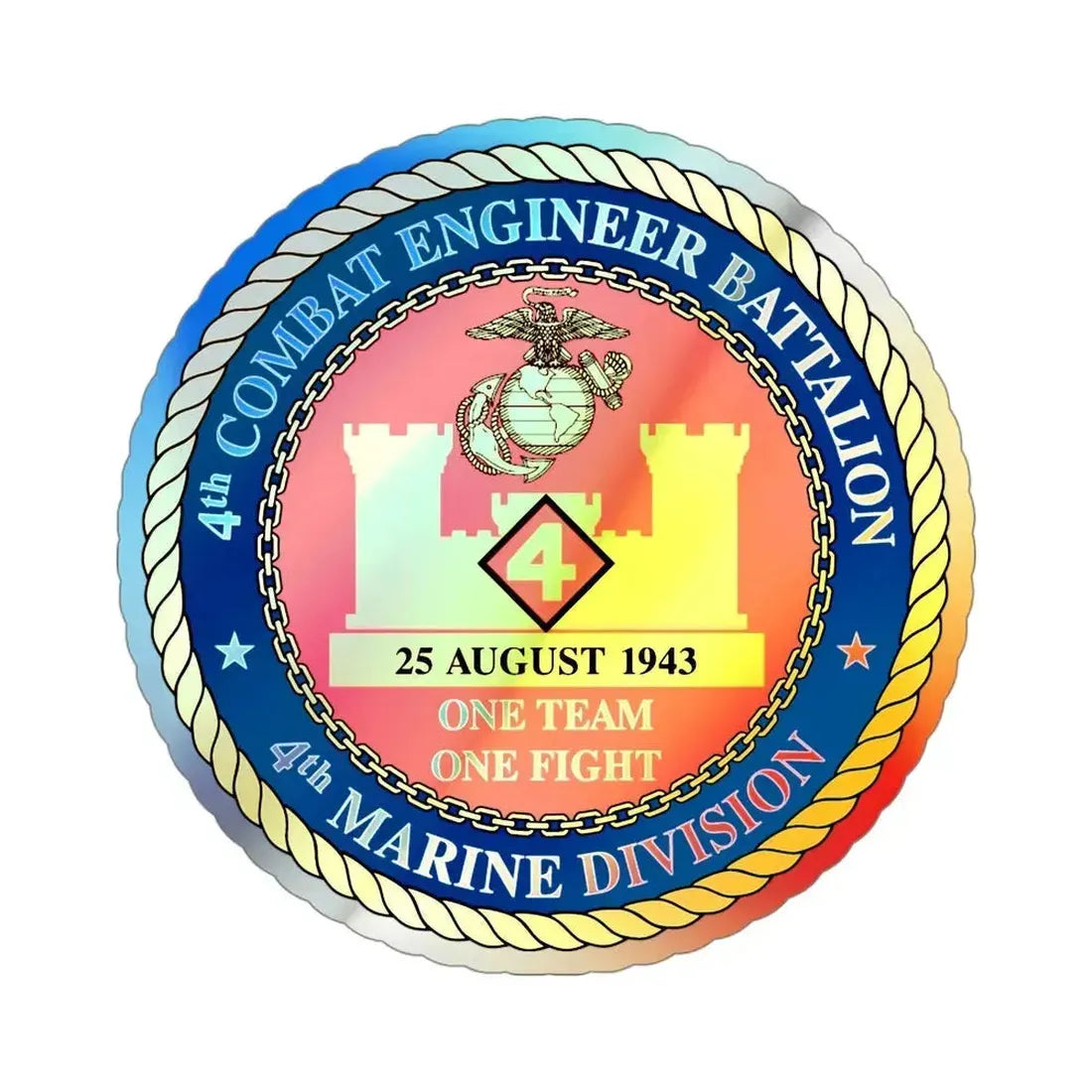 4th Cmbt Eng Bn (USMC) Holographic STICKER Die-Cut Vinyl Decal - The Sticker Space