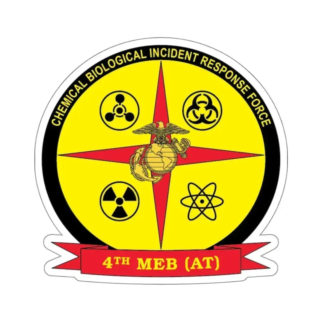 4th Marine Expeditionary Brigade Antiterrorism Chemical Biological Incident Response Force MEB AT CBIRF (USMC) STICKER Vinyl Kiss-Cut Decal 4 Inch White - The Sticker Space