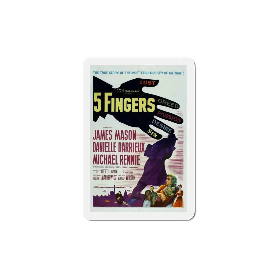5 Fingers 1952 Movie Poster Refrigerator Magnet - The Sticker Space