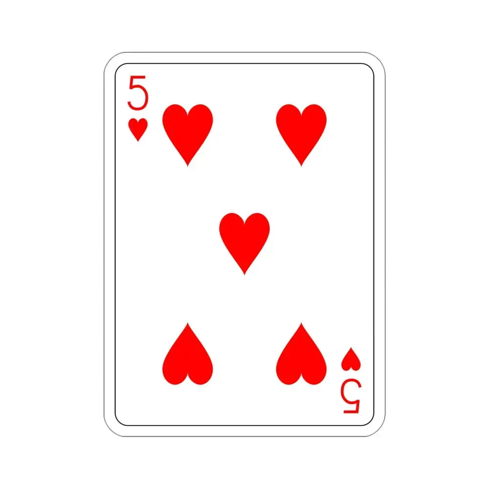 5 of Hearts Playing Card STICKER Vinyl Die-Cut Decal - The Sticker Space