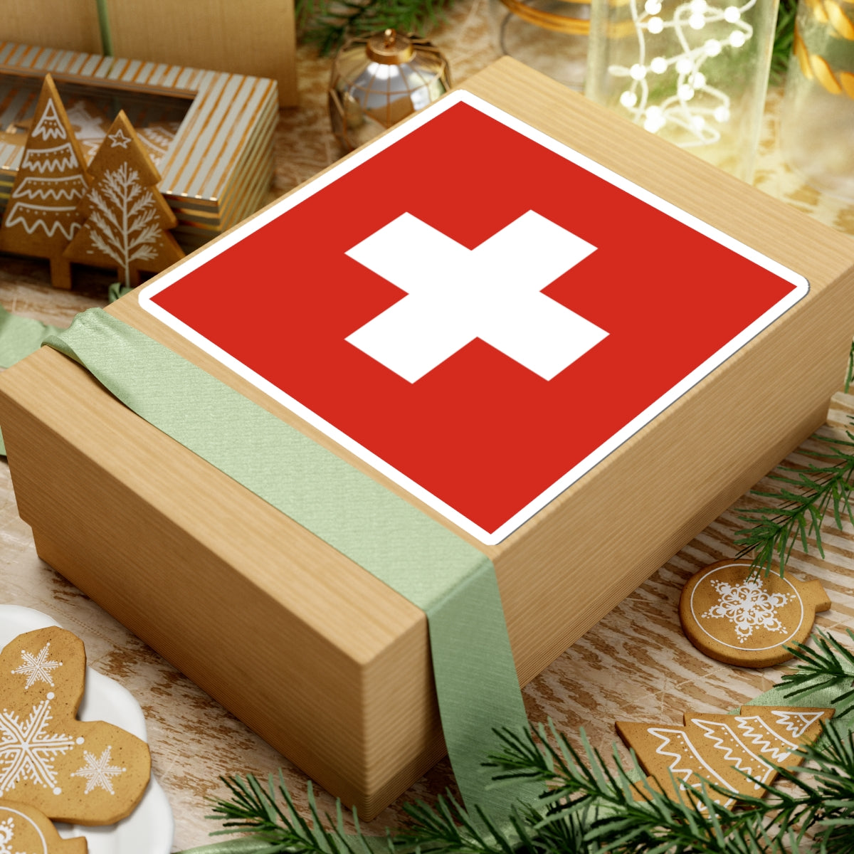 Flag of Switzerland 3-5 (Switzerland) STICKER Vinyl Kiss-Cut Decal