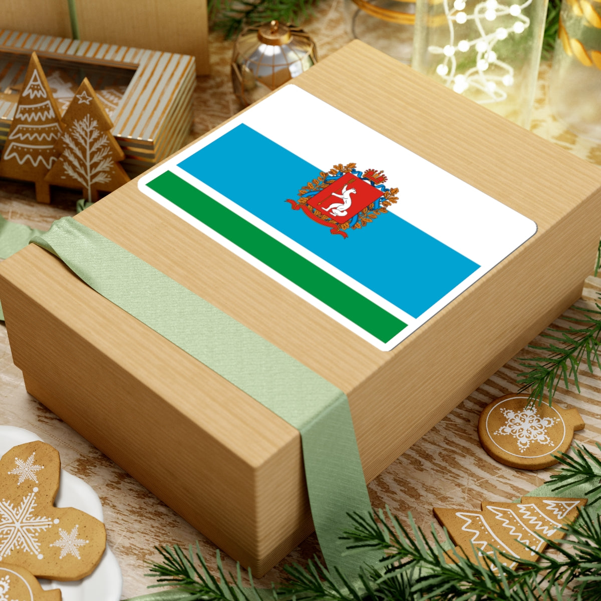 Flag of Sverdlovsk Oblast 1997 Coat of Arms (Russia) STICKER Vinyl Kiss-Cut Decal