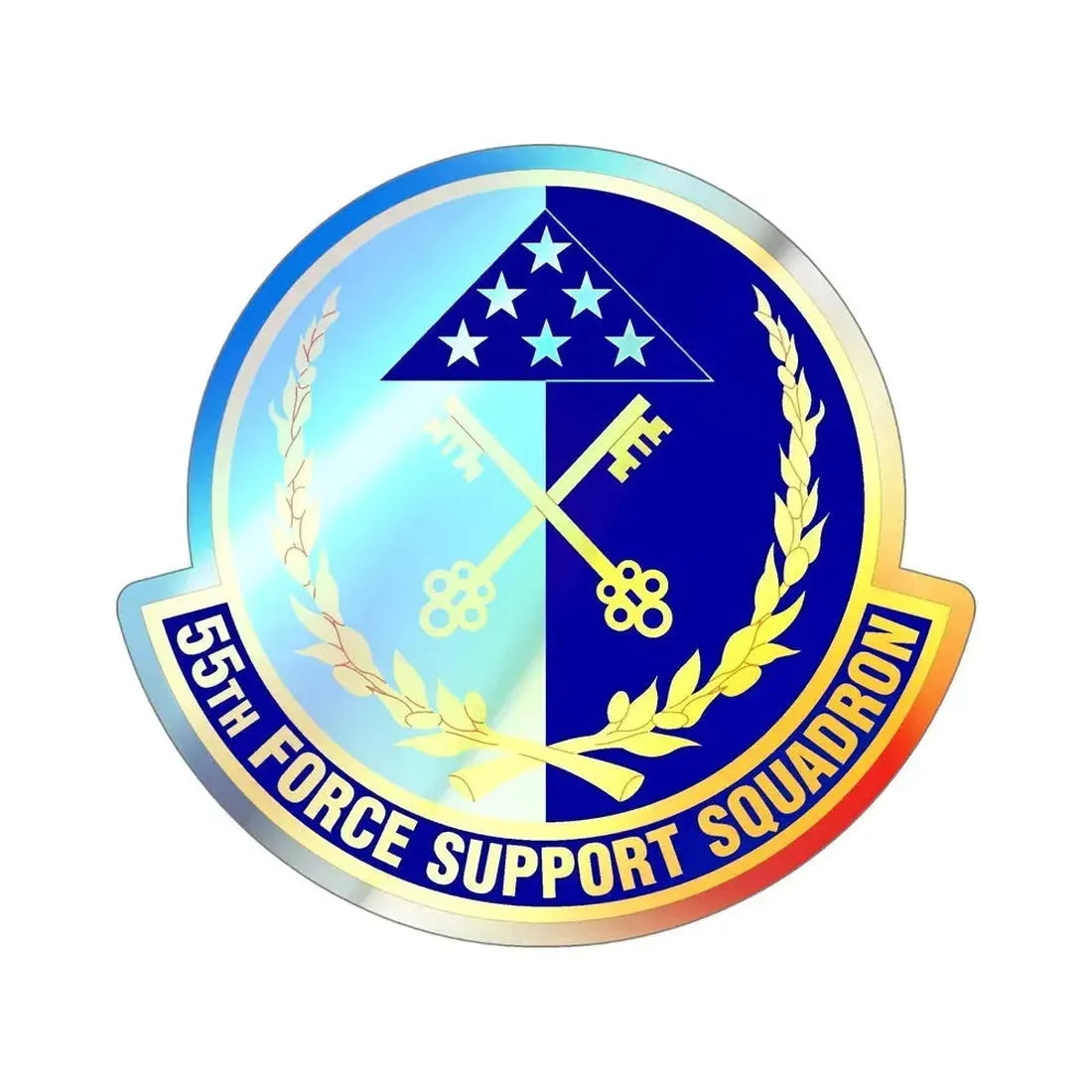 55th Force Support Squadron (U.S. Air Force) Holographic STICKER Die-Cut Vinyl Decal - The Sticker Space