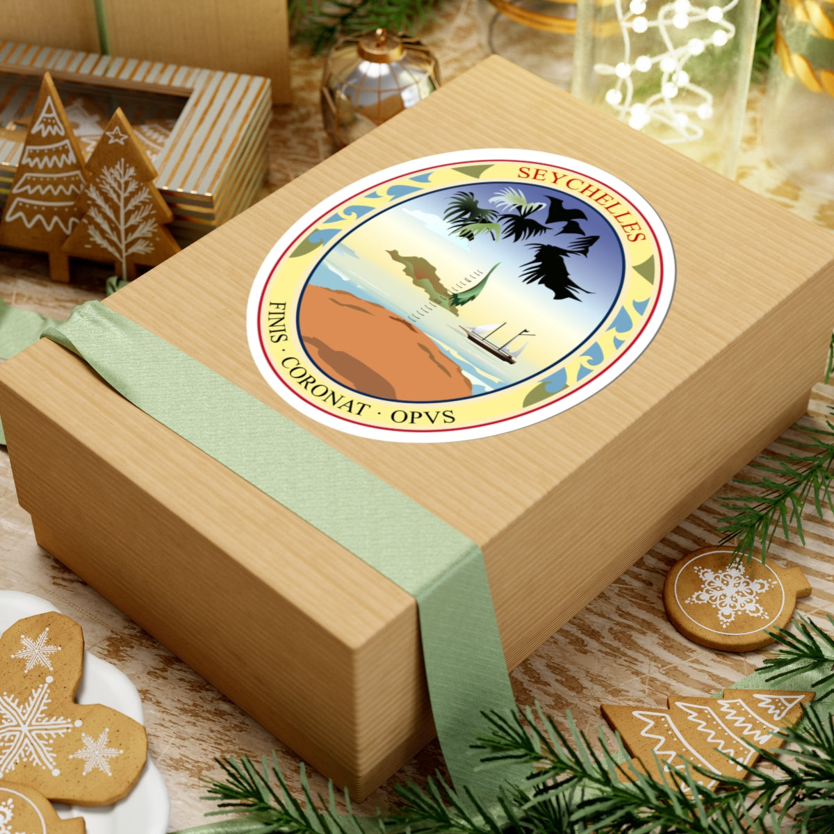 Badge of Seychelles 1961-1976 (Seychelles) (Coat of Arms) STICKER Vinyl Kiss-Cut Decal