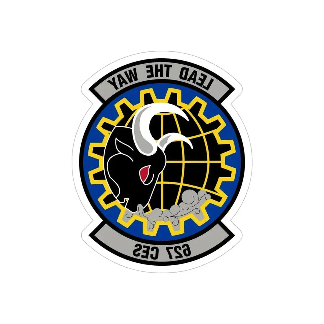 627 Civil Engineer Squadron AMC (U.S. Air Force) REVERSE PRINT Transparent Die-Cut STICKER - The Sticker Space