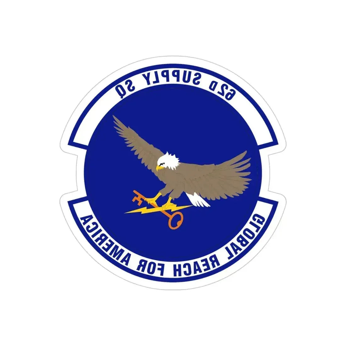 62d Supply Squadron (U.S. Air Force) REVERSE PRINT Transparent Die-Cut STICKER - The Sticker Space