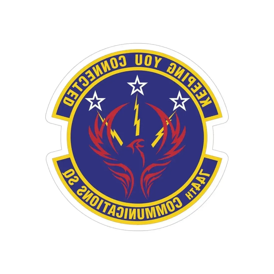 744th Communications Squadron (U.S. Air Force) REVERSE PRINT Transparent Die-Cut STICKER - The Sticker Space