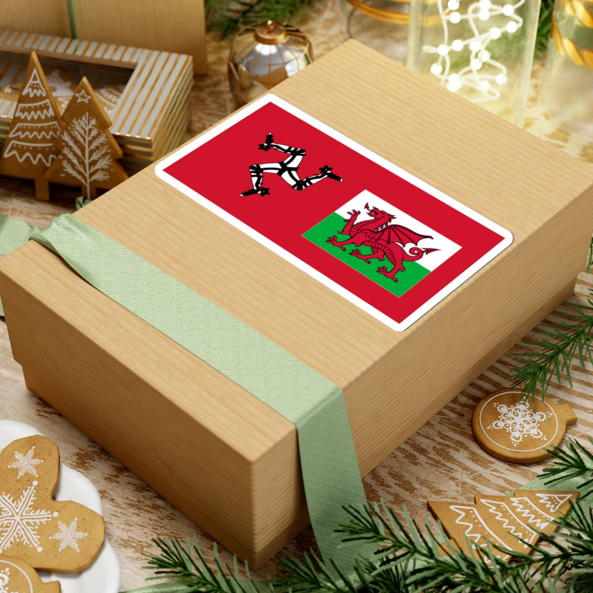 Flag of Manaw Mann and Cymru Wales (United Kingdom) STICKER Vinyl Kiss-Cut Decal