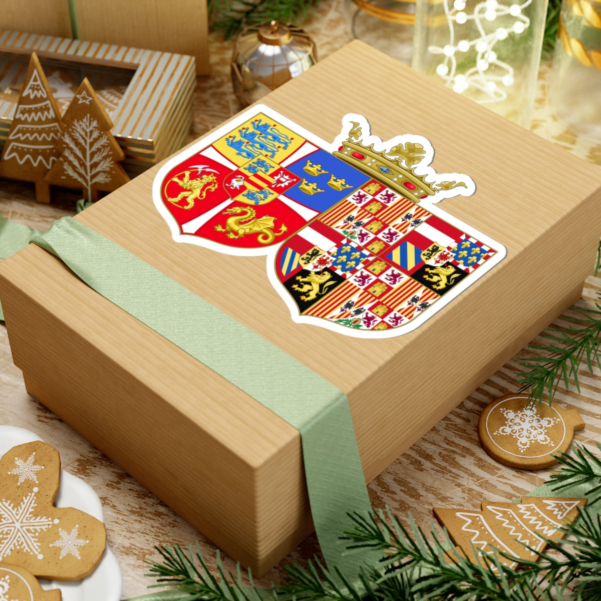 Armoiries de Kristian II et Isabelle dAutriche (Denmark) (Coat of Arms) STICKER Vinyl Kiss-Cut Decal