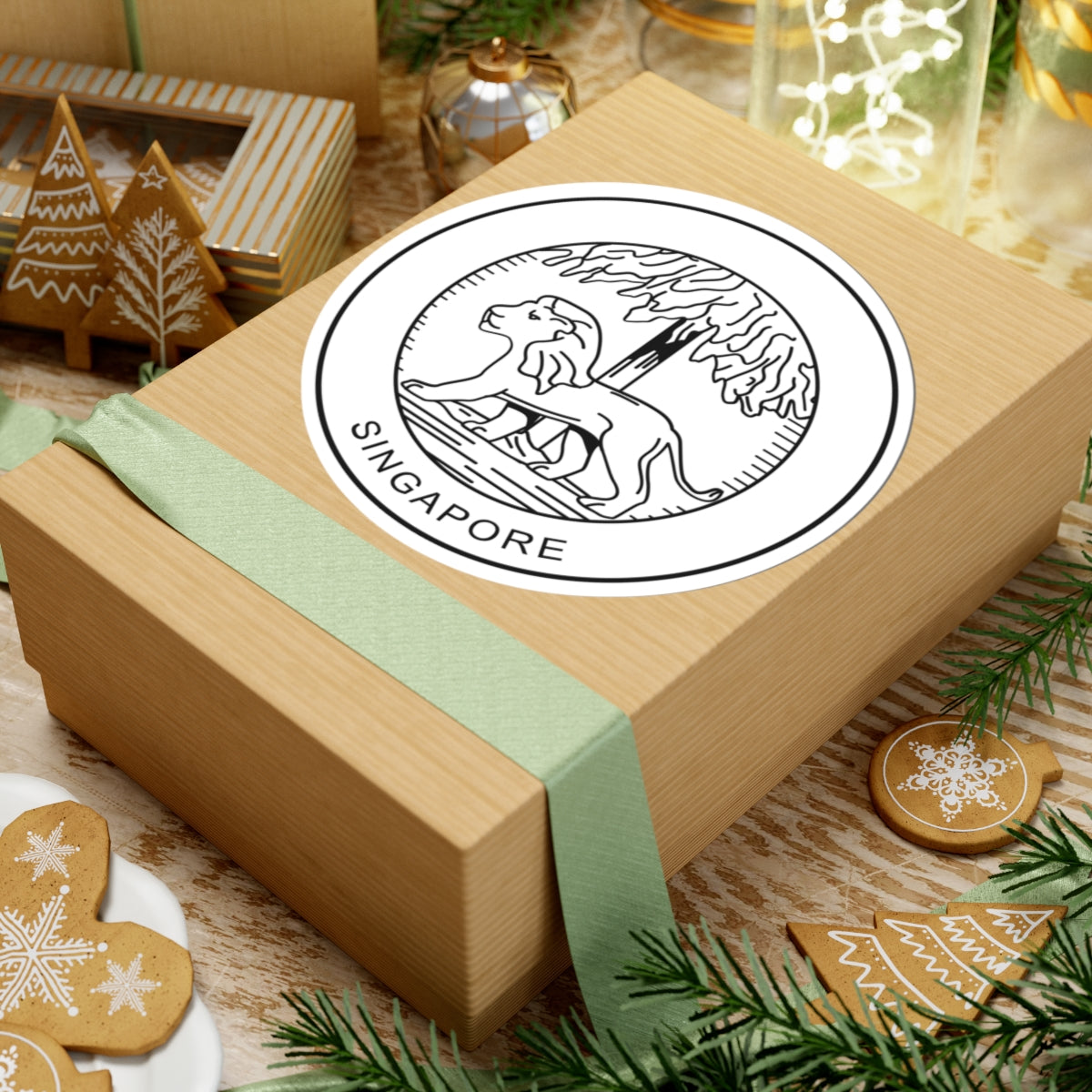 Badge of Singapore in the Straits Settlements (Singapore) (Coat of Arms) STICKER Vinyl Kiss-Cut Decal