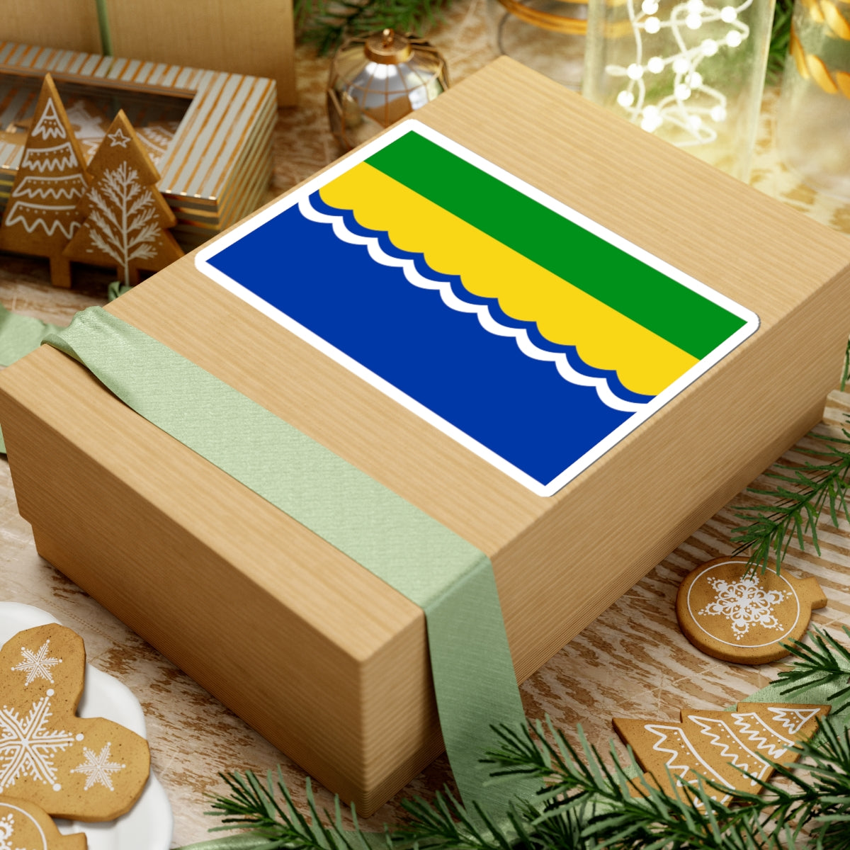 Flag of Azovsky rayon Rostov oblast (Russia) STICKER Vinyl Kiss-Cut Decal